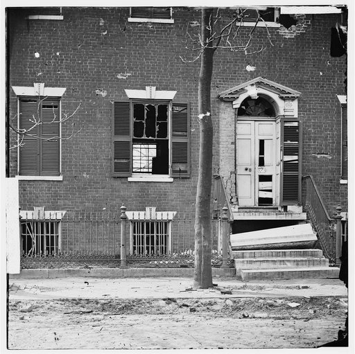 Petersburg, Virginia. Shattered doorway of house on Bolingbroke Street