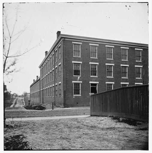 Petersburg, Virginia. Tobacco warehouses on High Street used as a prison