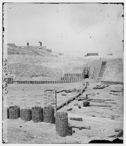 Charleston, South Carolina. Photographer [Samuel Cooley] on parapet of Fort Sumter photographing soldier