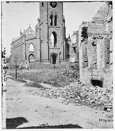 Charleston, South Carolina. Roman Catholic Cathedral of St. John and St. Finbar (Broad and Legare Streets) destroyed in the fire of December 1861. (front view)
