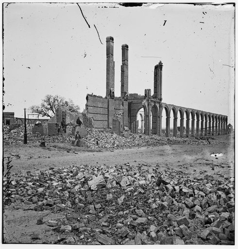 Charleston, South Carolina. Ruins of North Eastern Railroad depot
