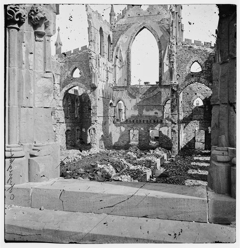 Charleston, South Carolina. Roman Catholic Cathedral of St. John and St. Finbar (Broad and Legare Streets) destroyed in the fire of December 1861