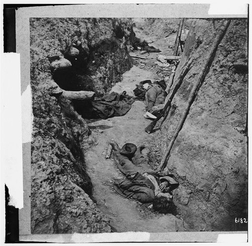 Petersburg, Virginia. Dead Confederate soldiers in trenches of Fort Mahone