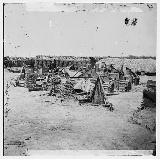 Soldiers' quarters in the Union Fort Rice adjoining Fort Sedgwick ("Fort Hell")