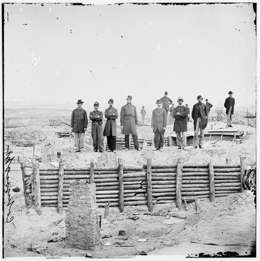 Petersburg, Virginia. On the parapet of Fort Mahone. (Standing in the center is Lt. J.B. Krepp, 2nd Pa. H. Artillery)