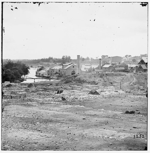 Richmond, Virginia. Tredegar Iron Works, with footbridge to Neilson's Island