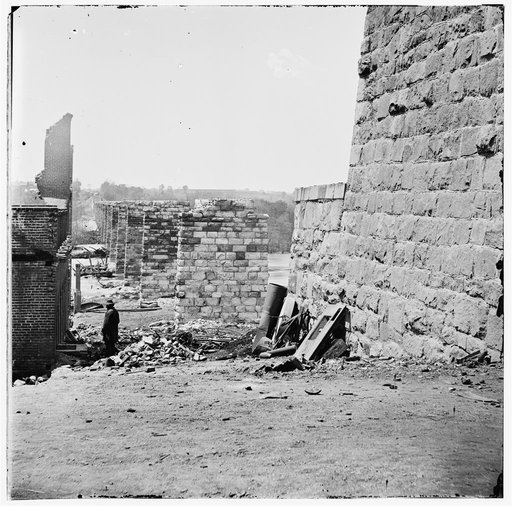 Richmond, Virginia. Ruins of Richmond & Petersburg Railroad bridge