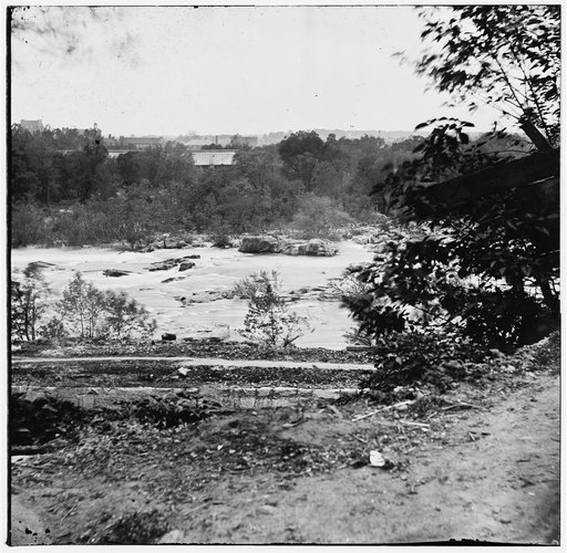 View on the James River, looking toward Manchester, Richmond, VA.