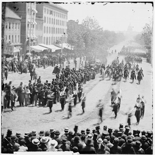 Washington, District of Columbia. The Grand Review of the Army. Infantry passing on Pennsylvania Avenue near the Treasury