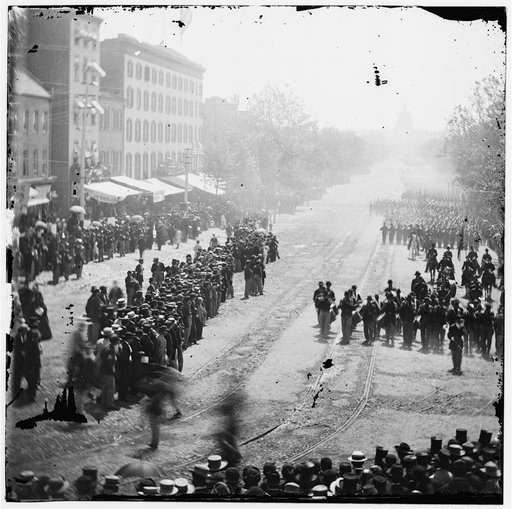 Washington, District of Columbia. Grand Review of the Army. Infantry passing on Pennsylvania Avenue near the Treasury