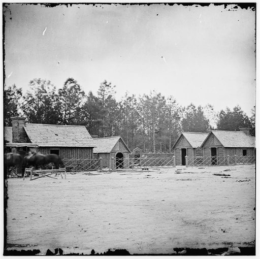 Petersburg, Virginia. Camp of 50th New York Engineers Popular Grove. Officer's quarters and church