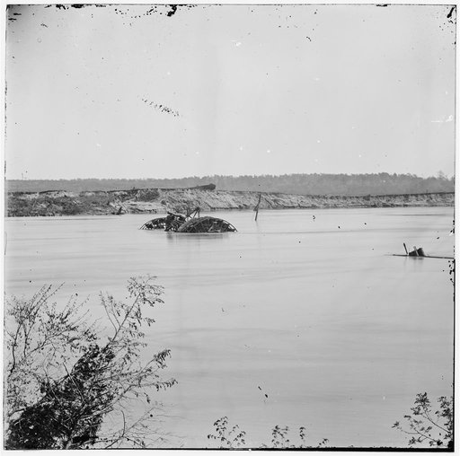 Drewry's Bluff, Virginia. Obstructions in James River opposite Fort Darling