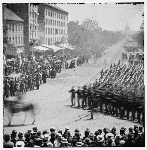 Washington, District of Columbia. The Grand Review of the Army. Units of 20th Army Corps, Army of Georgia, passing on Pennsylvania Avenue near the Treasury