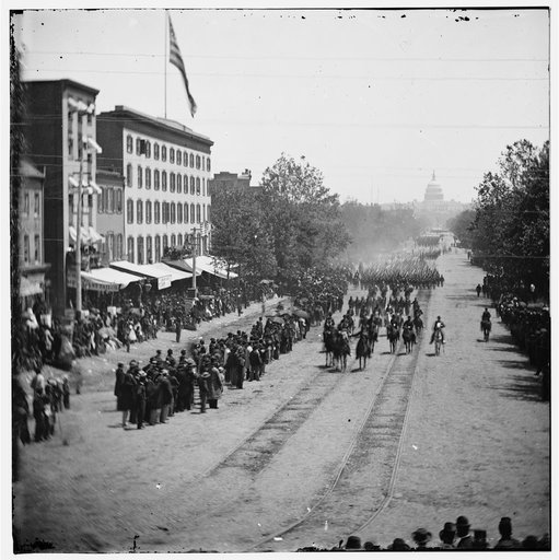 Washington, District of Columbia. The Grand Review of the Army. Units of 20th Army Corps, Army of Georgia, passing on Pennsylvania Avenue near the Treasury