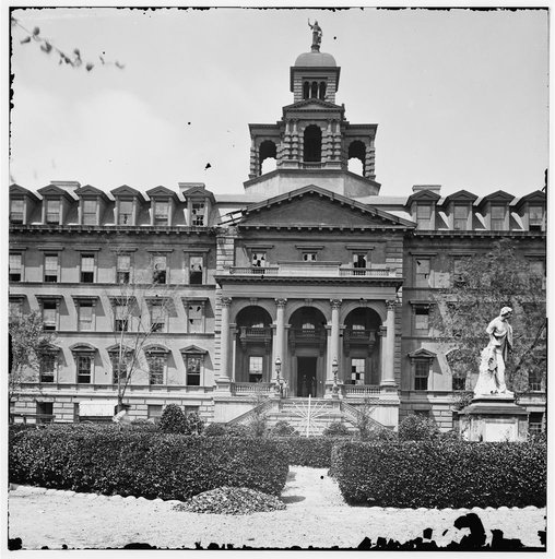 Charleston, South Carolina. The Orphan Asylum (160 Calhoun Street) Statue of William Pitt in foreground