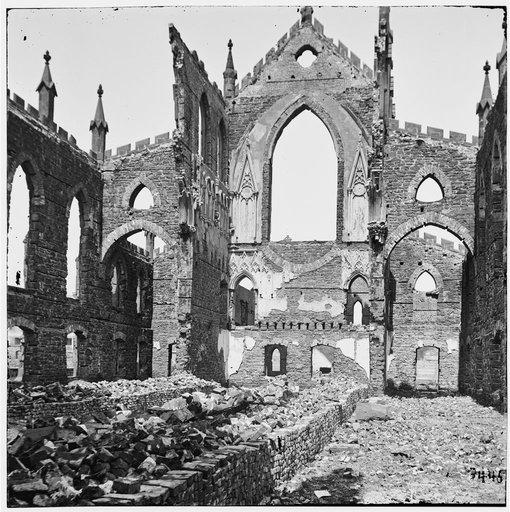 Charleston, South Carolina. Ruins of Roman Catholic Cathedral. Interior view