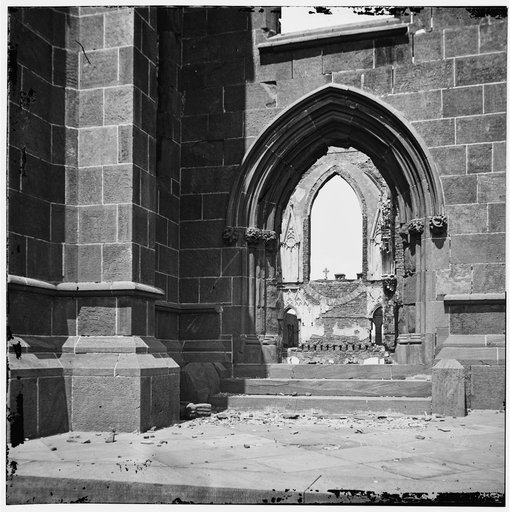 Charleston, South Carolina. Ruins of Roman Catholic Cathedral. View of doorway