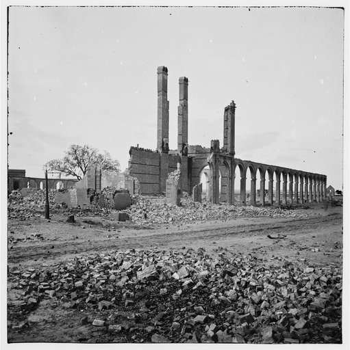 Charleston, South Carolina. Ruins of north Eastern Railroad depot