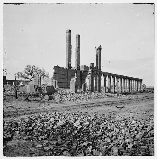 Charleston, South Carolina. Ruins of north Eastern Railroad depot
