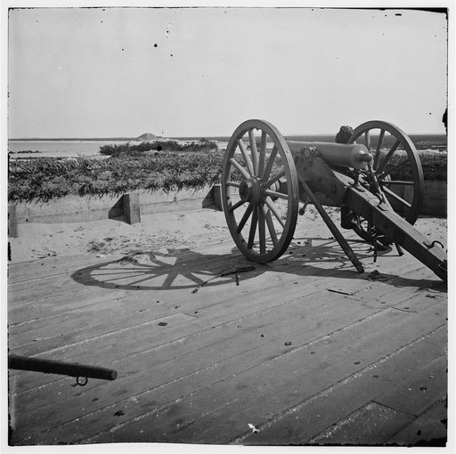 Charleston Harbor, South Carolina. View from parapet (east angle) of Fort Sumter facing Morris Island