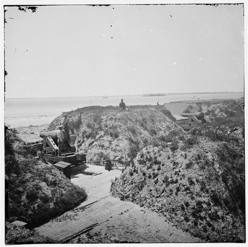 Charleston, South Carolina (vicinity). Interior of Fort Moultrie, looking towards Fort Sumter. (Morris Island)
