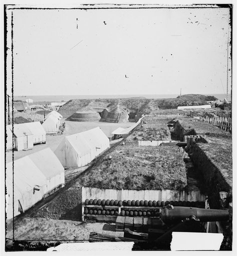 Charleston, South Carolina (vicinity). Interior view of Fort Wagner, showing quarters of Federal garrison. (Morris Island)
