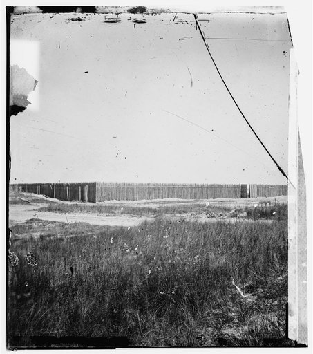 Charleston, South Carolina (vicinity). Stockade on Morris Island where Confederate prisoners were confined under fire in retaliation for placing Federal prisoners under fire in Charleston