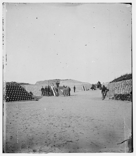 Charleston, South Carolina (vicinity). Interior of Fort ___ on [Morris Island