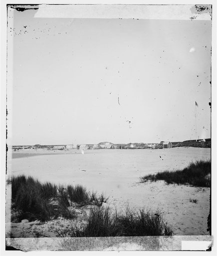 Charleston, South Carolina (vicinity). Distance view of fortification on Morris Island