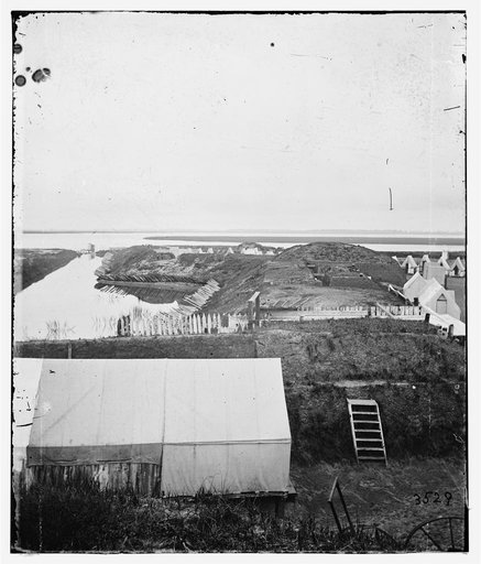 Charleston, South Carolina (vicinity). View from south parapet of Fort Wagner on Morris Island