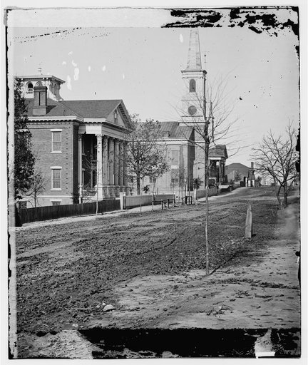 Atlanta, Georgia. Street in Atlanta (House next to church used as Sherman's headquarters