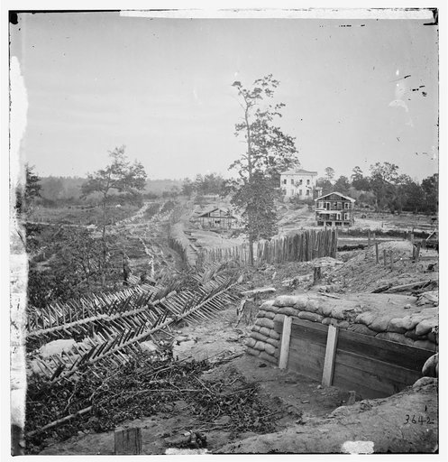 Atlanta, Georgia. Confederate fortifications with Potter house in the distance