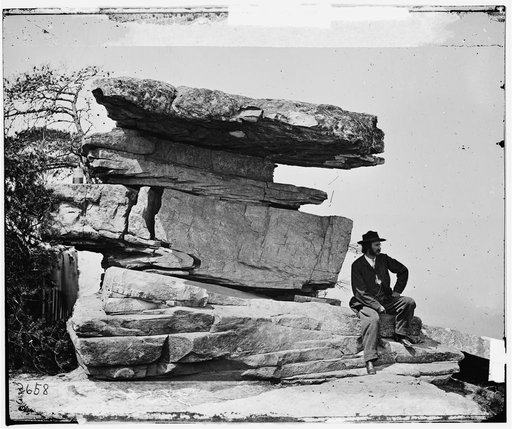 Chattanooga, Tennessee (vicinity). View of Umbrella Rock, Lookout Mountain
