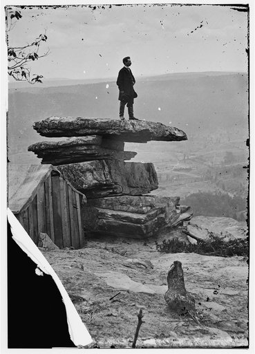 Chattanooga, Tennessee (vicinity). View of Umbrella Rock, Lookout Mountain
