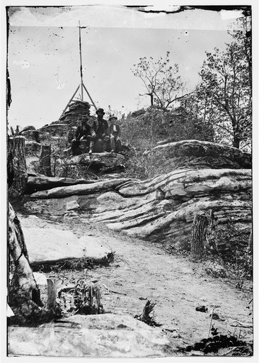 Chattanooga, Tennessee (vicinity). Tripod signal erected by Capts. [Frederic W.] Dorr and Donn of U.S. Coast Survey at Pulpit Rock on Lookout Mountain
