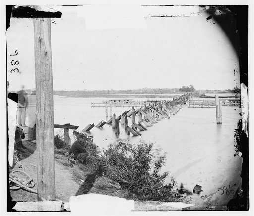 Virginia. Ruins of bridge on Richmond & York River Railroad. Destroyed May 17, 1862 to render the railroad useless to the Confederates