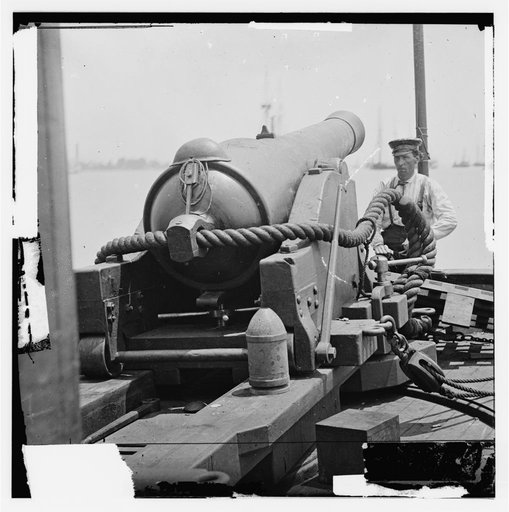 James River, Virginia. 100 pdr. gun on Confederate gunboat TEASER captured on July 4, 1862 by U.S.S. MARATANZA