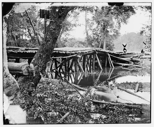 Chickahominy River, Virginia. Military bridge across the Chickahominy, built by the 15th New York Volunteers under Col. John McL. Murphy