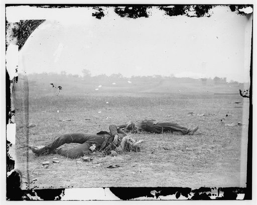 Antietam, Maryland. Confederate soldiers as they fell near the Burnside bridge