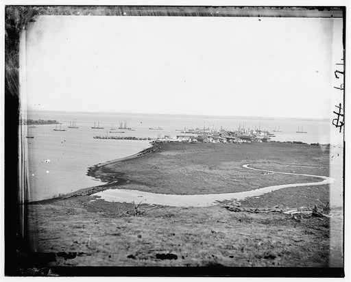 Aquia Creek Landing, Virginia. Distant view of Federal supply depot