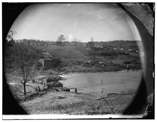 Germanna Ford, Rapidan River, Virginia. Ruins of bridge at Germannia Ford, where the troops under General Grant crossed, May 4, 1864