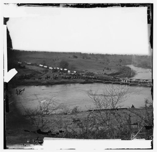 Germanna Ford, Rapidan River, Virginia. Grant's troops crossing Germannia Ford