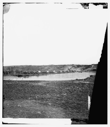 Fredericksburg, Virginia. Pontoon bridge across the Rappahannock