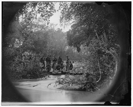 North Anna River, Virginia. Pontoon bridge across North Anna, below railroad bridge, where a portion of the 2nd Corps under Gen. Hancock crossed, May 23d