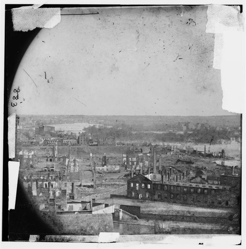 Richmond, Virginia. Ruins of State Arsenal and view down James River
