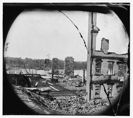 Richmond, Virginia. Ruins of Richmond & Petersburg Railroad bridge