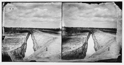 Petersburg, Virginia. Earthworks in front of Petersburg. (The 27 foot ditch at Fort Gilmer, Guard against Federal mines)