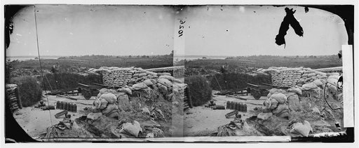 Yorktown, Virginia. Confederate battery JEFF DAVIS