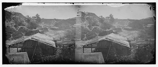 Yorktown, Virginia. View of ravine, where a large number of Confederate powder magazines were located