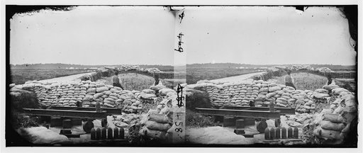 Yorktown, Virginia. Confederate sandbag fortifications